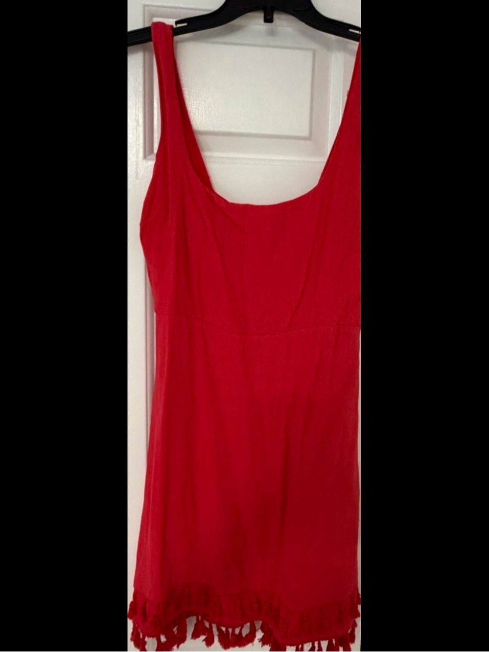 Lulus Red Dress with Tassel Hem